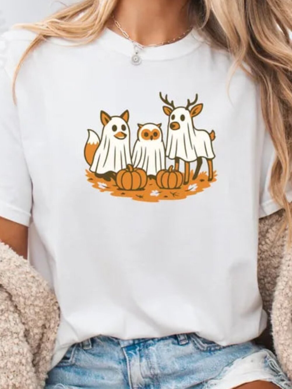 Cute Ghost Halloween Shirt, Autumn Tee, Pumpkin Shirt